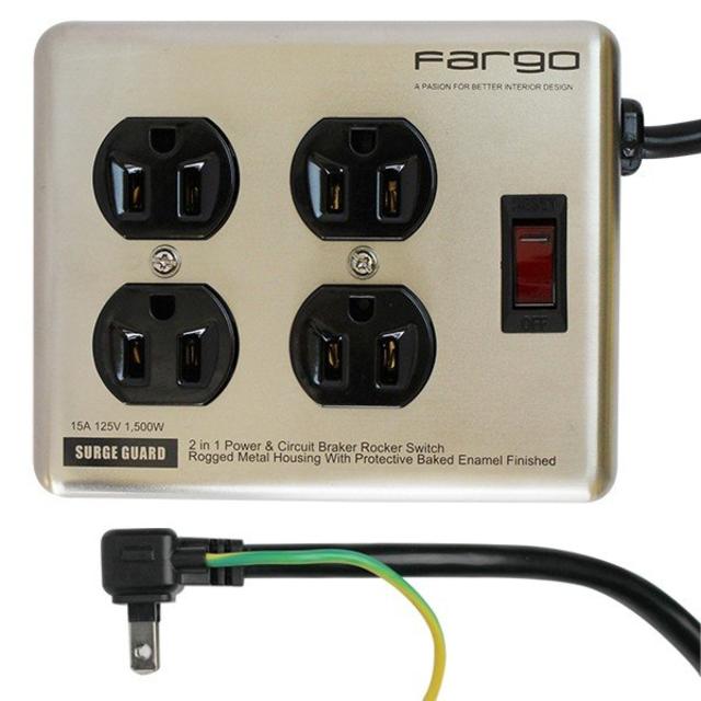 Fargo American Retro STEELTAP Iron AC 4 Outlets with Lightning Surge Guard PT400SV Silver