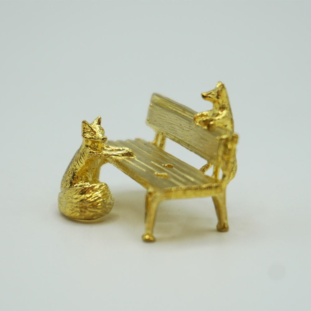 ehonno. Fox and bench incense holder