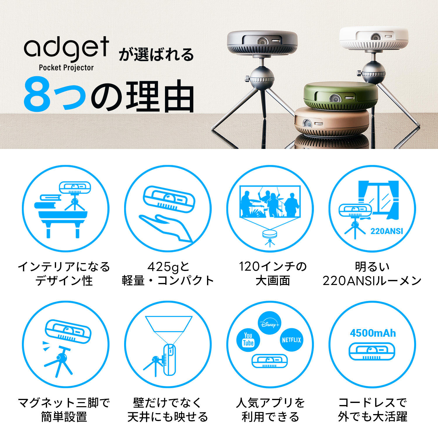 Adget Pocket Projector (Moss Green)