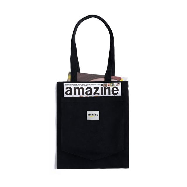 amazine Big Pocket Tote <Brown/Black>