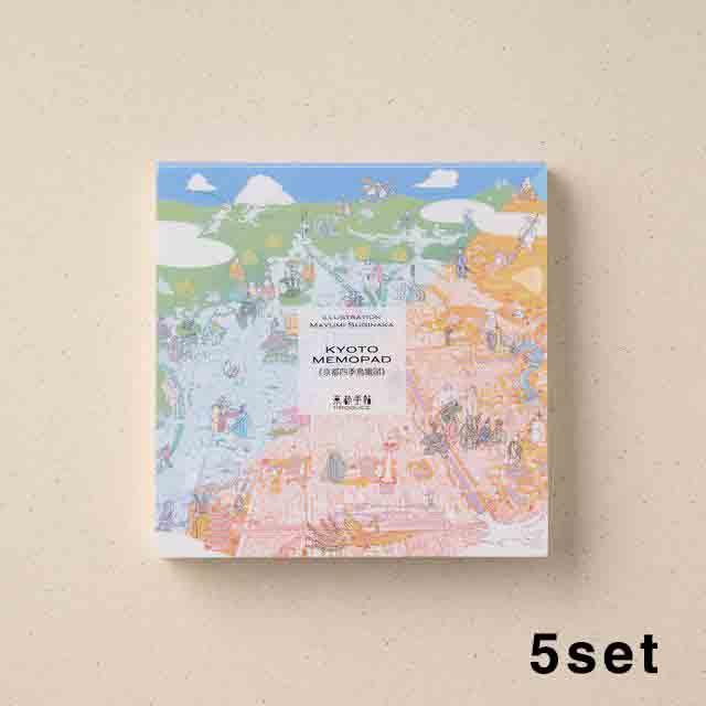 [Produced by Kyoto Techo] Kyoto Four Seasons Bird's-Eye View Memo Pad *Set of 5