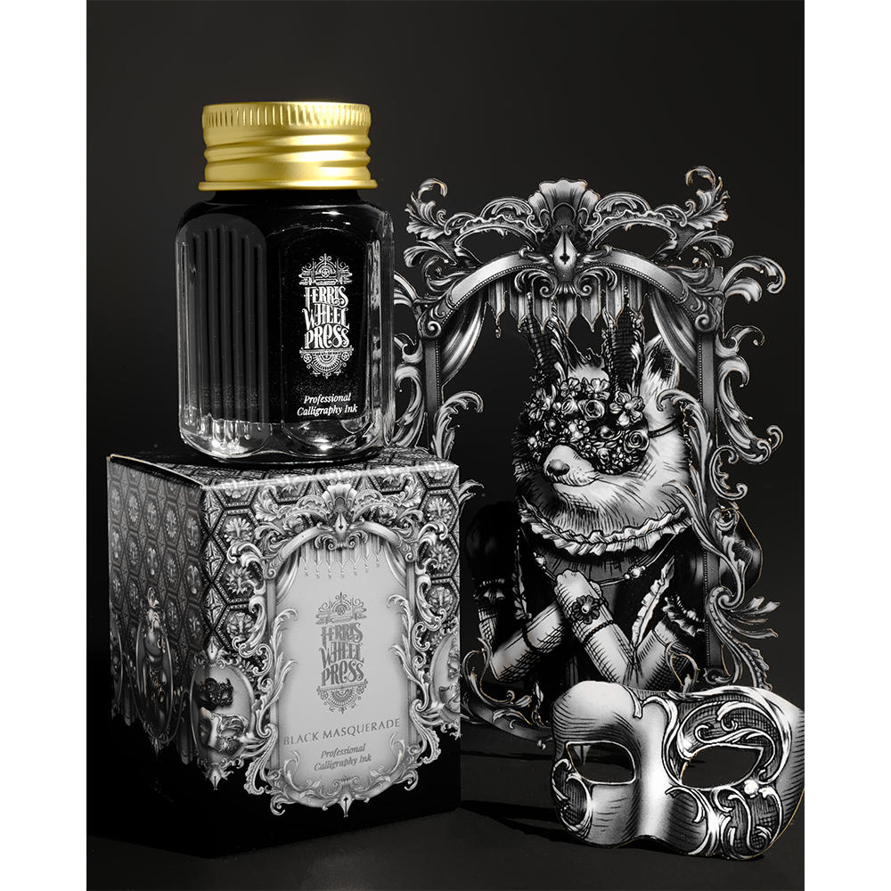 [28ml] Ferris Wheel Press Fanciful Events Collection (pigment ink) Black Masquerade Ferris Ink