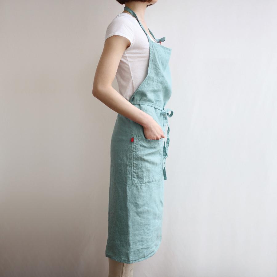 Lino e Lina A181 Full Apron Manon Aqua Blue