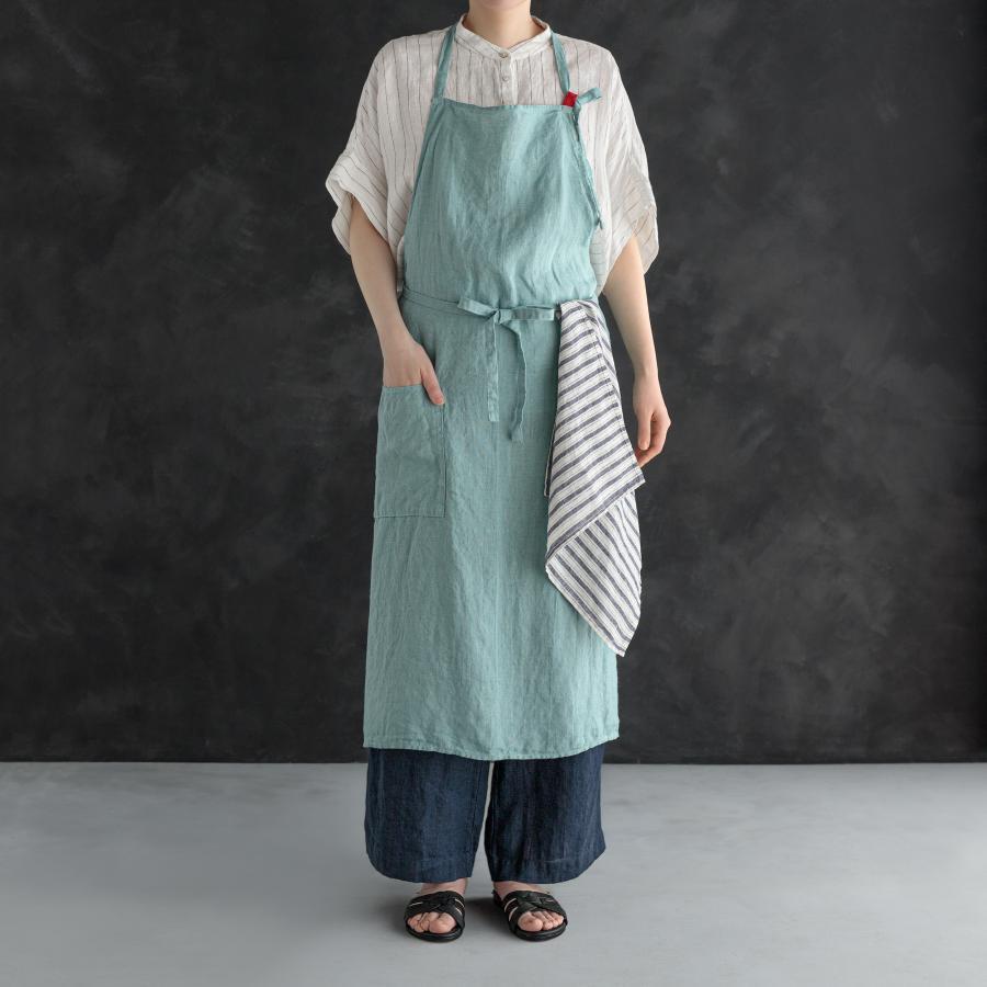 Lino e Lina A181 Full Apron Manon Aqua Blue