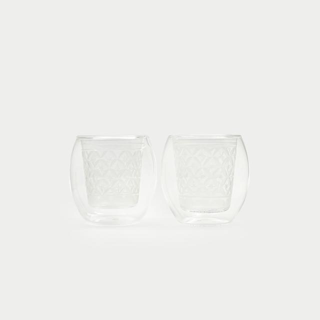 Kiriko x Double Wall Glass fuwan - Floating Bowl - / Efflorescence and Efflorescence Set