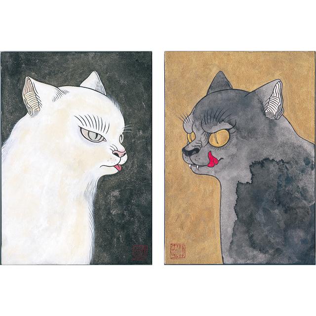 [New print (giclée): Ishiguro Ayako] White Cat, Black Cat *Scheduled to be shipped from late December 2024 to mid-January 2025