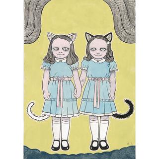 [New print (giclée): Ayako Ishiguro] Twin cats *Scheduled to be shipped from late December 2024 to mid-January 2025