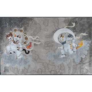 [New print (giclée): Ayako Ishiguro] Ten Thunder Gods and Eleven Wind Gods *Scheduled to be shipped from late December 2024 to mid-January 2025