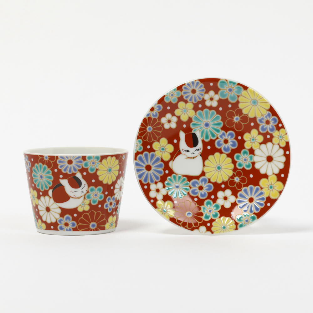 [IP] [Now accepting reservations] Natsume&#39;s Book of Friends Kutani ware cup and small plate set with plum and chrysanthemum pattern