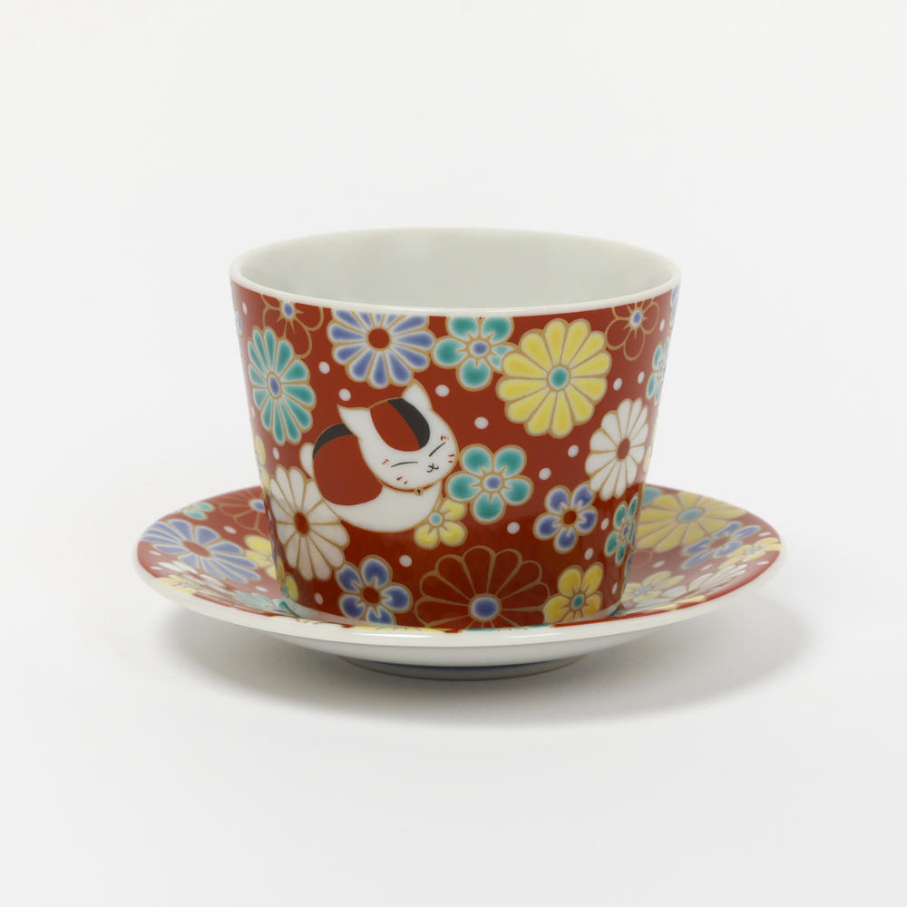 [IP] [Now accepting reservations] Natsume&#39;s Book of Friends Kutani ware cup and small plate set with plum and chrysanthemum pattern