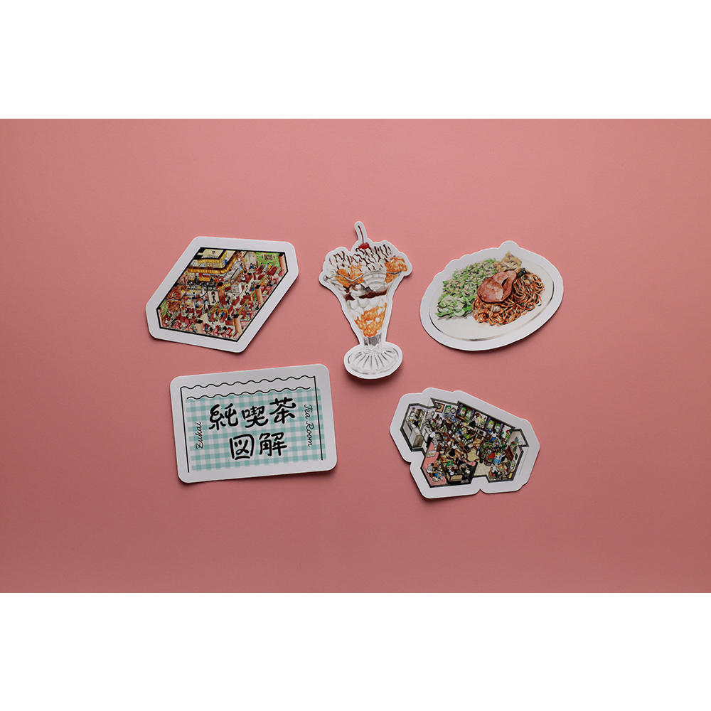 [Shioya Ayumi] Pure Coffee Shop Illustration Sticker Set