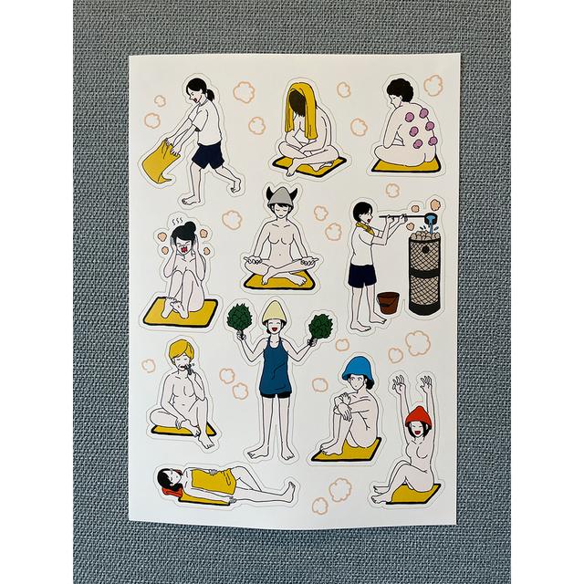 [Shioya Ayumi] Stickers of people in public bath illustrations [Sauna edition]