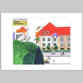 [Takeuma Sketch Reproduction Original Drawing/Sheet 57] Red Roofs of Erlangen *Scheduled to be shipped approximately 2 weeks after order