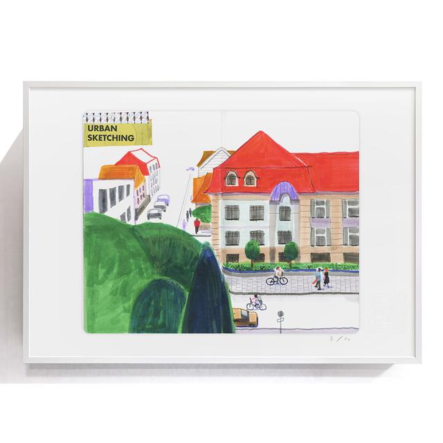 [Takeuma Sketch Reproduction Framed/Sheet 57] Red Roofs of Erlangen *Scheduled to be shipped in mid-April